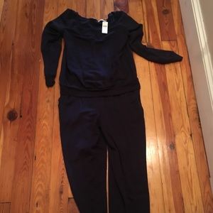 Anthropologie navy jumpsuit
